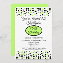 Lime Green Polka Dot Anniversaire Fête Invitation