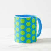 Lime Green Polka Dot sur Aqua Mug Cup (Devant droit)
