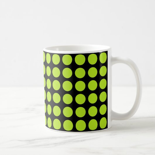 Lime Green Polka Dots Black Koffiemok (Rechts)