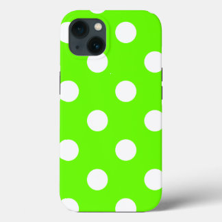 Lime green polka dots iPhone 13 hoesje