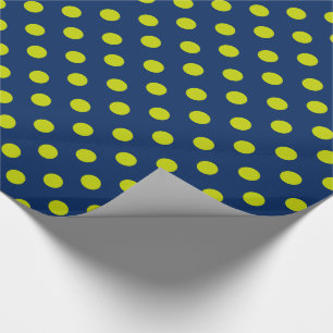 Lime Green Polka Dots op Navy Blue Cadeaupapier