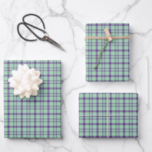 Lime Green Purple Plaid Classic Pattern Inpakpapier Vel (Voorkant)