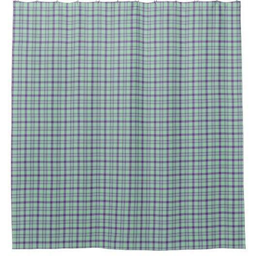 Lime Green Purple Plaid Shower Curtain Douchegordijn (Voorkant)