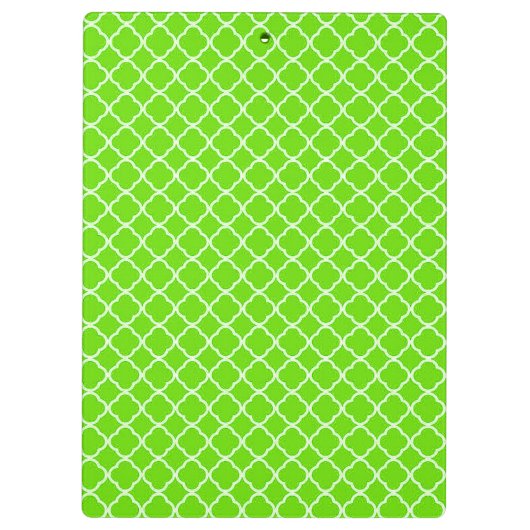 Lime Green Quarterfoil Latti Monogram Clip Board Klembord (Achterkant)