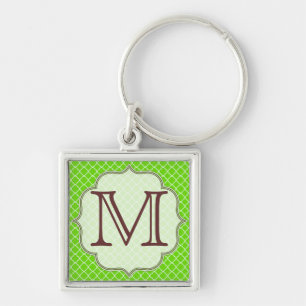 Lime Green Quarterfoil Latti Monogram Sleutelhange Sleutelhanger