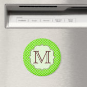 Lime Green Quarterfoil Monogram Initiaal Magnet Magneet (Insitu (Vaatwasser))