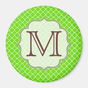 Lime Green Quarterfoil Monogram Initiaal Magnet Magneet