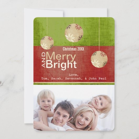 Lime Green Red Merry et Bright Family Carte photo (Devant)