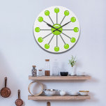 Lime Green Retro Boules Mur Horloge<br><div class="desc">Fun est en train de retro style for this custom wall clock</div>