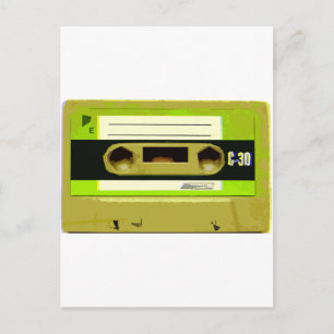 Lime Green Retro Cassettebandje Briefkaart