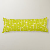 Lime Green Retro Lino Print Geometrisch patroon Lichaamskussen (Voorkant)