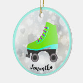 Lime Green Roller Schaats Design Ornament (Links)