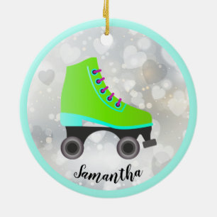 Lime Green Roller Schaats Design Ornament