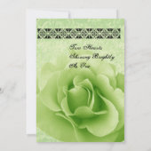 LIME GREEN Roos en Damask Wedding Kaart (Achterkant)