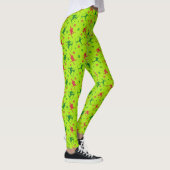 Lime Green Ski Tricks Pattern Kerstmis Leggings (Rechts)