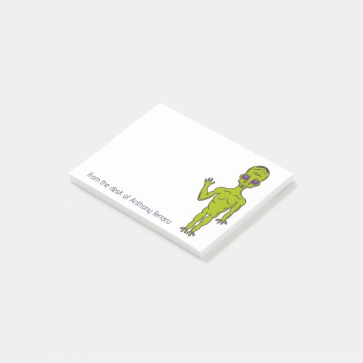 Lime Green Space Alien, speciaal gepersonaliseerd Post-it® Notes (Schuin)