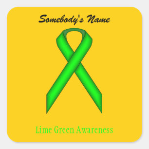 Lime Green Standard Ribbon van Kenneth Yoncich Vierkante Sticker