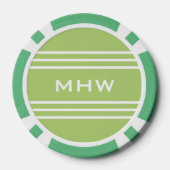 Lime Green Stripes aangepaste monogram poker chips (Achterkant)