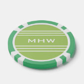 Lime Green Stripes aangepaste monogram poker chips (Enkel)