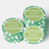 Lime Green Stripes aangepaste monogram poker chips (Opstapeling)
