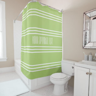 Lime Green Stripes Custom Text rideau de douche