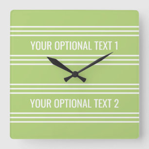 Lime Green Stripes horloge murale personnalisée