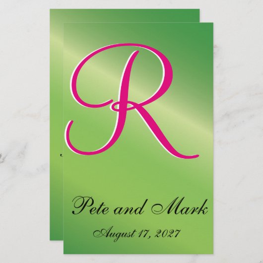 Lime Green Stylized Budget Wedding Uitnodiging (Voorkant / Achterkant)