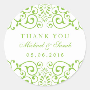 Lime Green Swirl Flower Bedankt Sticker
