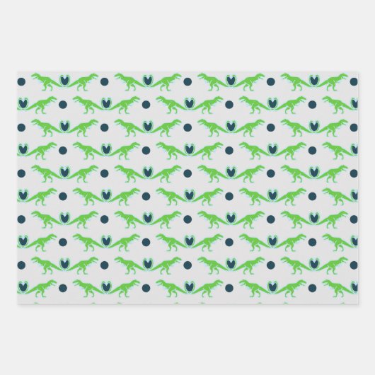 Lime Green T-Rex Dinosaur Inpakpapier Vel (Voorkant 2)