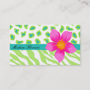 Lime Green & Turquoise Blauwgroen Zebra & Cheetah Visitekaartje