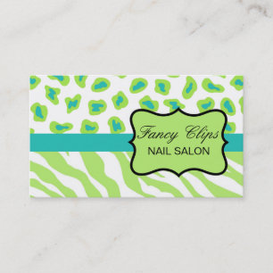 Lime Green Turquoise Blue Zebra Leopard Visitekaartje