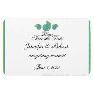 Lime Green Turquoise Shell Bruiloft Save the Date Magneet
