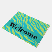 Lime Green Turquoise Zebra Skin Pattern Welkom Deurmat (Schuin)
