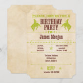 Lime Green Vintage Cowboy Invitation Anniversaire (Devant / Derrière)