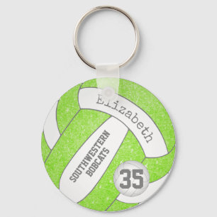 lime green volleybal bag label w player team name sleutelhanger