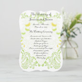 Lime Green Whimisical Bird Wedding Menu Kaart (Staand voorkant)