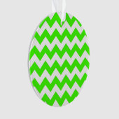 Lime Green White Chevron Zig-Zag Pattern Ornament (voorkant)