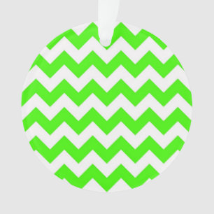 Lime Green White Chevron Zig-Zag Pattern Ornament