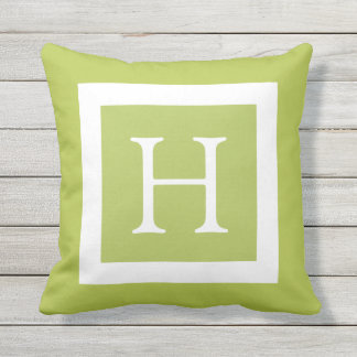 Lime Green White Custom Monogram Buitenkussen