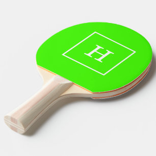 Lime Green White Initiaal monogram Tafeltennisbatje