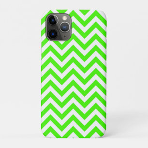 Lime Green White Large Chevron ZigZag Pattern iPhone 11 Pro Hoesje