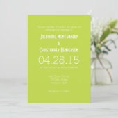 Lime Green White Simple Modern Wedding Invitation Kaart (Staand voorkant)