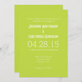 Lime Green White Simple Modern Wedding Invitation Kaart (Voorkant / Achterkant)