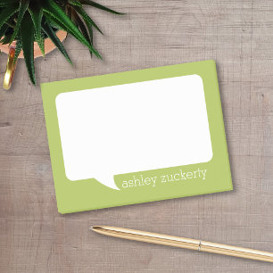 Lime Green & White Talk Bubble Persoonlijke naam Post-it® Notes
