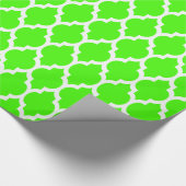 Lime Green White XL Moroccan Quatrefoil #4 Cadeaupapier (Hoek)