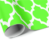 Lime Green White XL Moroccan Quatrefoil #4 Cadeaupapier (Rol Hoek)