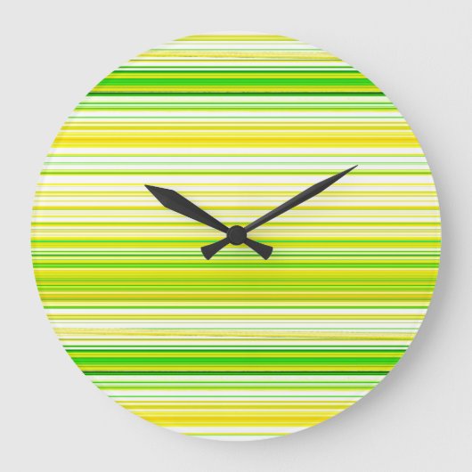 Lime Green Yellow Striped Pattern Grote Klok (Voorkant)