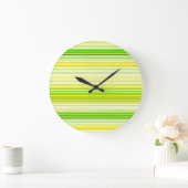 Lime Green Yellow Striped Pattern Grote Klok (Huis)