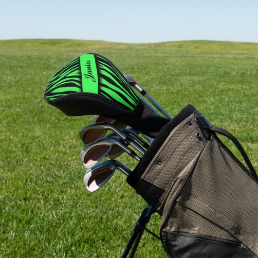 Lime Green Zebra Golfheadcover (Insitu)