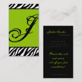 Lime Green Zebra Imprimer Motif Carte de visite (Devant / Derrière)